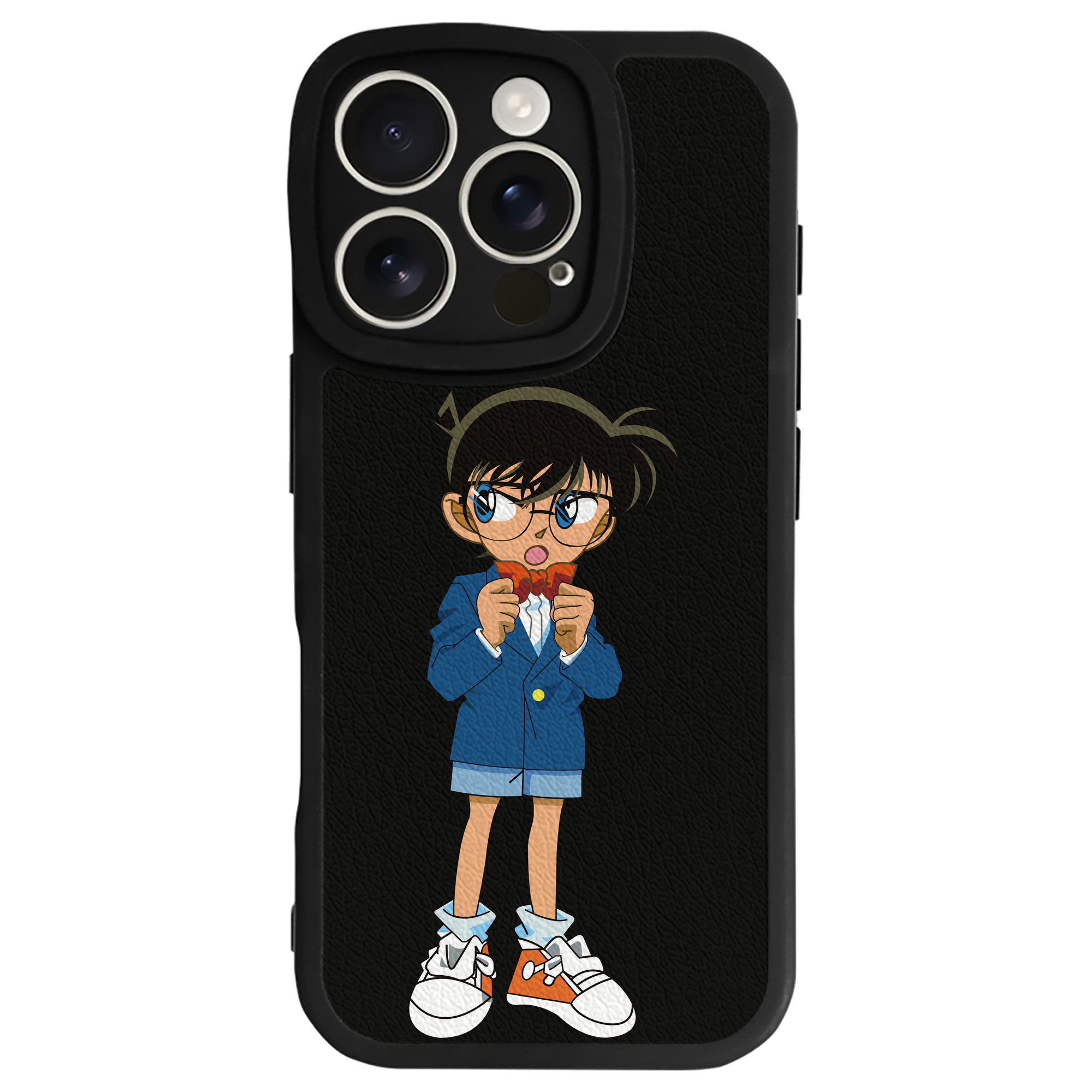 （画像用） 名探偵コナン 江戸川 コナン Detective Conan Conan Edogawa 【iPhone 16シリーズ対応】シリコンスマホケース（レザー調） 材質：シリコン